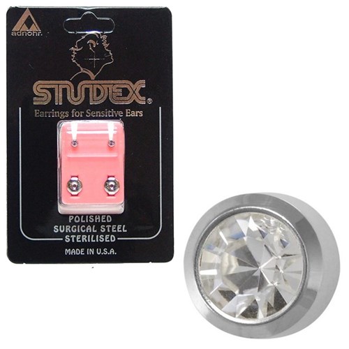 Birthstone Studs - Mini Bezel S/S - April Crystal